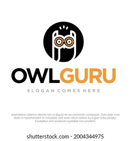 owl guru logo design vector. Owl Geek logo design template. Funny owl  icon. Cute Owl logo design and icon. 