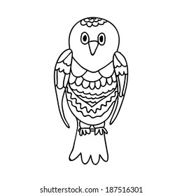 Owl hand drawn, isolated vector illustration