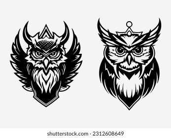 ilustración de diseño de logotipo dibujado a mano de búho