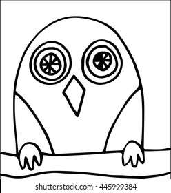 owl hand drawn on white background