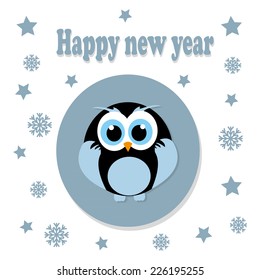Owl happy new year . Vector illustration