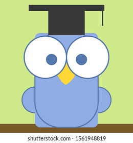 Owl with hat, illustration, vector on white background.