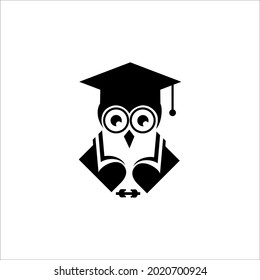 owl hat toga and book logo design vector sign