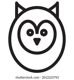 Owl Head Animal Icon Outline White Background Vector Illustration