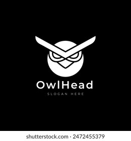 owl head animal wildlife modern logo design vector