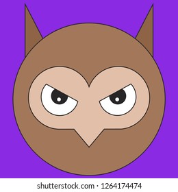 Owl head in cartoon flat style. Vector illustration on color background svg