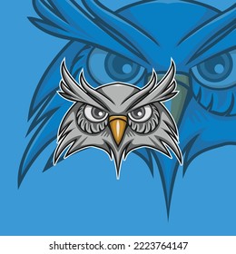 Owl head in cartoon style for mascot logo, screen printing, or any other purpose. Easy for color editing with color grouped 