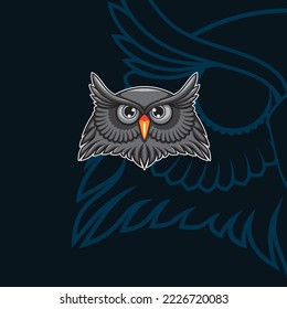 Owl head in cartoon style for mascot logo, t-shirt printing or any other purpose. Easy for color editing with color grouped 