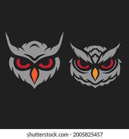 Owl head drawing. Creative design.