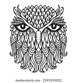 Owl head elephant mandala. Hand drawn vector illustration.