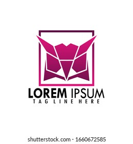 Owl Head Emblem. geometric owl head logo. vector illustration