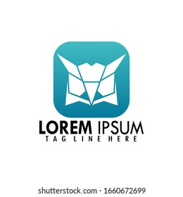 Owl Head Emblem. geometric owl head logo. vector illustration