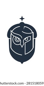 Owl head emblem representing forest wisdom and protection.