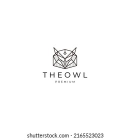 Owl head geometric logo icon design template