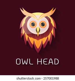 Owl head, gradient color style-Vector illustration
