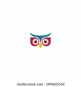owl head icon logo design