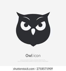 Icono de cabeza de búho silhouette.logo de Vector de un pájaro nocturno. Ilustración vista frontal aislada sobre fondo blanco