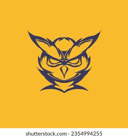 owl head illustration, vector, logo line art