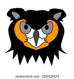 owl head illustration vector on white background