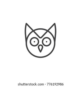 Owl head line icon, outline vector sign, linear style pictogram isolated on white. wisdom symbol, logo illustration. Editable stroke