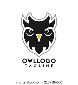 Owl head logo animal design vector 