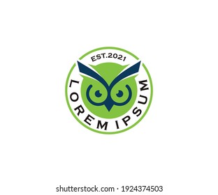 Owl head logo in circle