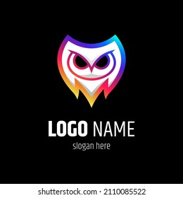 owl head logo in colorful gradient colors, ready to use for template