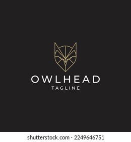 Owl head logo design vector template