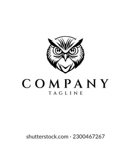 Owl head logo design vector illustration