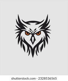 Owl head Logo design, vector illustration. Emblem design on white background