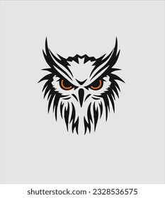 Owl head Logo design, vector illustration. Emblem design on white background