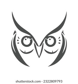 Owl head logo icon, Owl face vector Illustration, on a isolated background.
