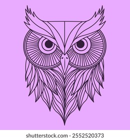 Owl Head Logo Line Art Vector Illustration Design