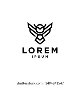 Owl head logo luxury bird smart education symbol thin line label. Retro vector design graphic element, abstract, sign, identity, logotype, poster. Stroke hipster illustration outline minimal elegant