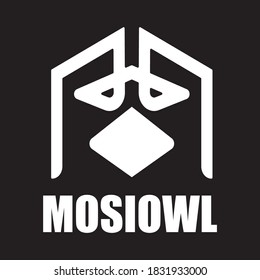  owl head logo on isolated black background