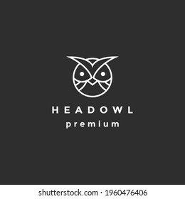 Logotipo de la cabeza de búho vector premium sobre fondo negro