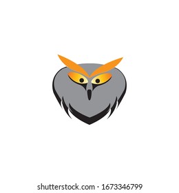 Owl head logo simple color design vector