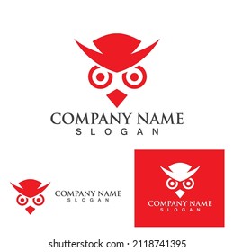 Owl head logo and symbol vector