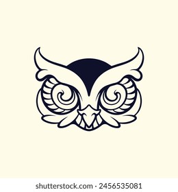 Owl head logo vector art