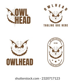 owl head logo vector illustration in vintage style
