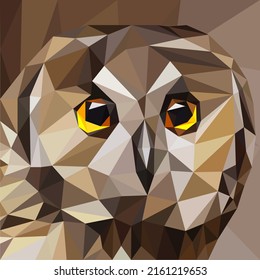 Owl head of low poly drawing. NFT art template