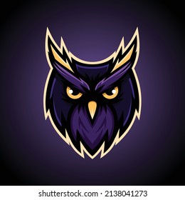 Owl Head Mascot Logo - Animals Mascot E-sport Logo, Vector Illustration Design Concept