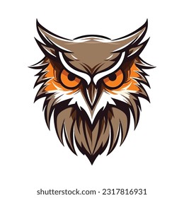 Owl head mascot. Logo design. Illustration for printing on t-shirts.