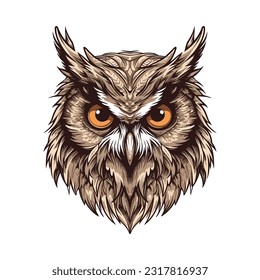 Owl head mascot. Logo design. Illustration for printing on t-shirts.