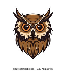 Owl head mascot. Logo design. Illustration for printing on t-shirts.