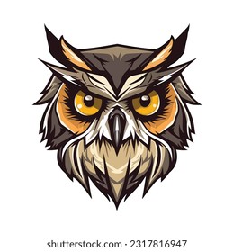 Owl head mascot. Logo design. Illustration for printing on t-shirts.