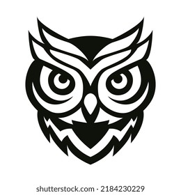 Owl Head Mascot Logo Line Art