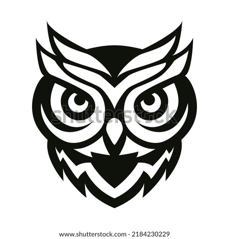 Owl Head Mascot Logo Line Art