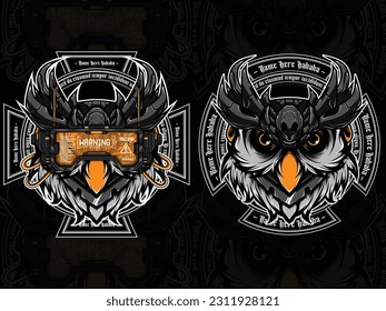Owl head mascot logo vector illustration