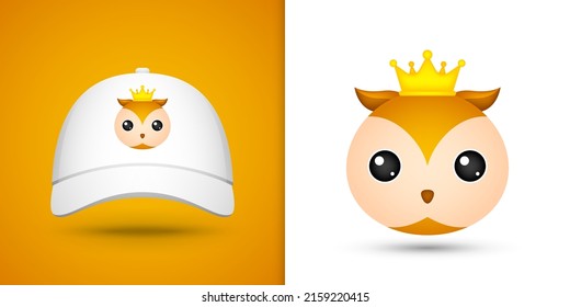 Owl head on white baseball cap
